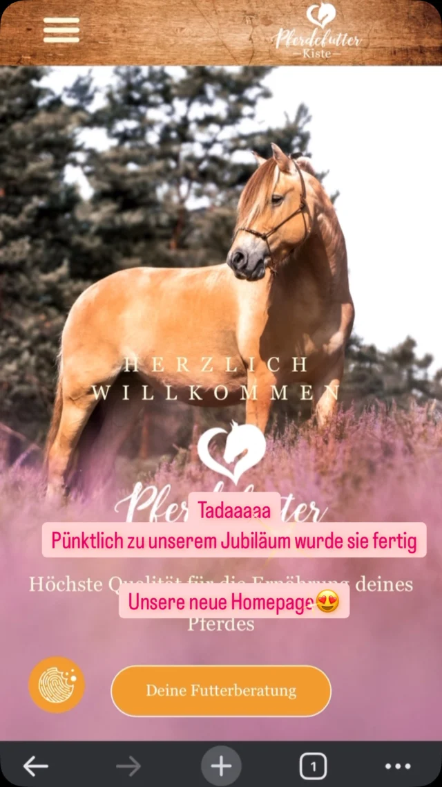 Unsere neue Homepage ist so so so schön geworden 😍🥹 Wie findet ihr sie?

Ein Überblick über unsere Dienstleistungen, Futtermittel, Angebote sowie ein Kontaktformular und ein Blog mehr braucht es nicht 🫶🏼

Der allergrößte Dank und Lorbeeren gebühren @_lischen01_ , die wirklich etwas ganz ganz Tolles geschaffen hat. 

#futterberatung #pferdefutter #pferdefütterung #pferdeliebe #ponyliebe #kauftlokal #nürnberg #nürnbergerland #fürth #erlangen #wirsindfüreuchda #unserlebenisteinponyhof #pferdefutterkiste